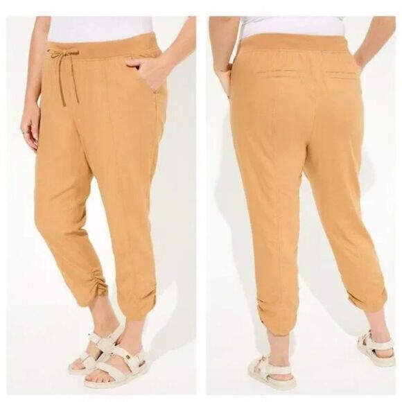 NWT Torrid crop linen elastic drawstring waist pants Size 2X - Picture 1 of 9